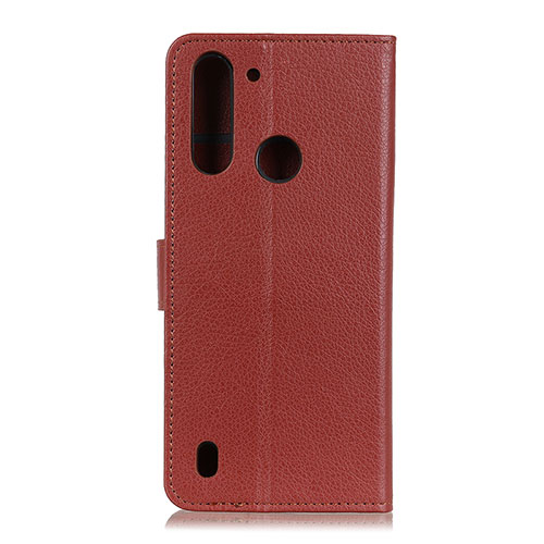 Leather Case Stands Flip Cover Holder A03D for Motorola Moto One Fusion Brown