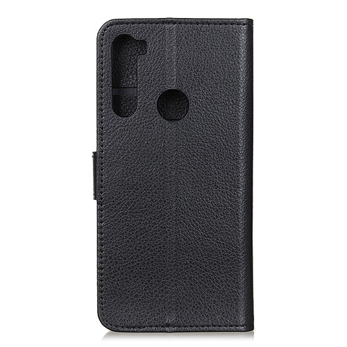Leather Case Stands Flip Cover Holder A03D for Motorola Moto One Fusion Plus Black