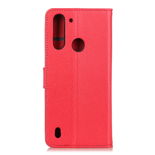 Leather Case Stands Flip Cover Holder A03D for Motorola Moto One Fusion Red