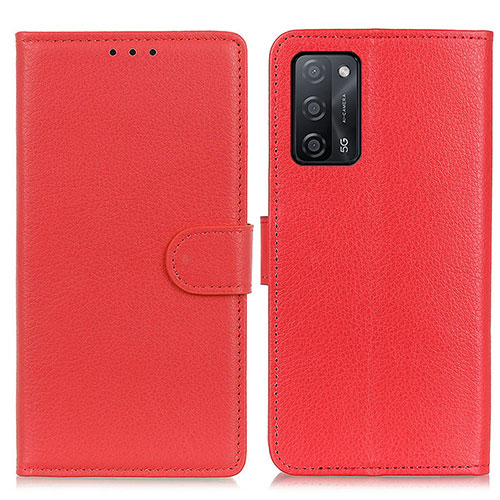 Leather Case Stands Flip Cover Holder A03D for Oppo A53s 5G Red