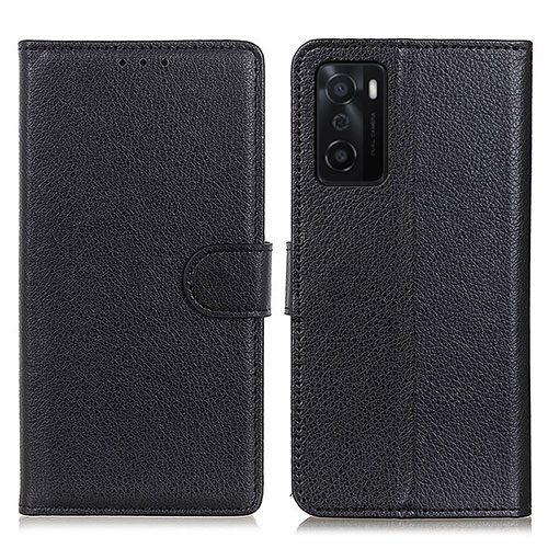 Leather Case Stands Flip Cover Holder A03D for Oppo A55S 5G Black