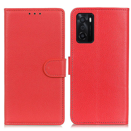 Leather Case Stands Flip Cover Holder A03D for Oppo A55S 5G Red