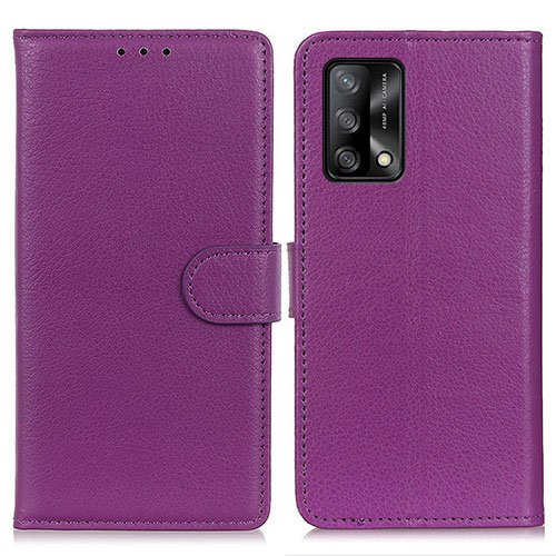 Leather Case Stands Flip Cover Holder A03D for Oppo A74 4G Purple