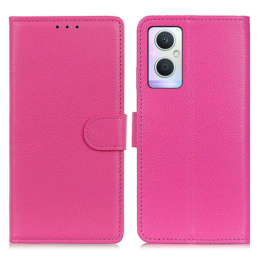 Leather Case Stands Flip Cover Holder A03D for Oppo A96 5G Hot Pink