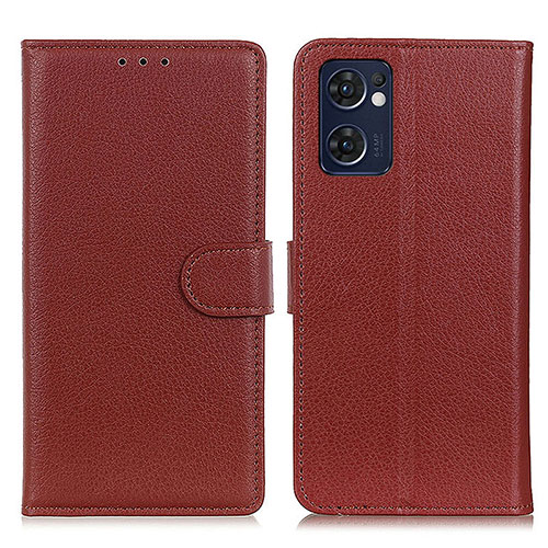 Leather Case Stands Flip Cover Holder A03D for Oppo Find X5 Lite 5G Brown