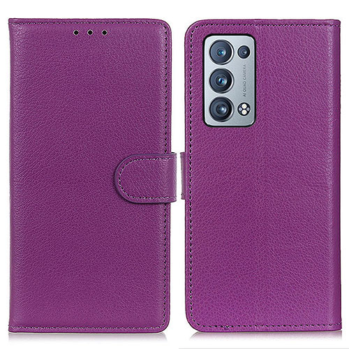 Leather Case Stands Flip Cover Holder A03D for Oppo Reno6 Pro+ Plus 5G Purple