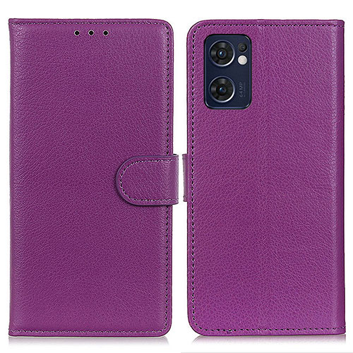 Leather Case Stands Flip Cover Holder A03D for Oppo Reno7 5G Purple