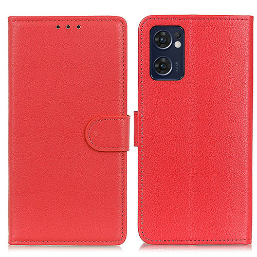Leather Case Stands Flip Cover Holder A03D for Oppo Reno7 5G Red