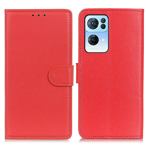 Leather Case Stands Flip Cover Holder A03D for Oppo Reno7 Pro 5G Red