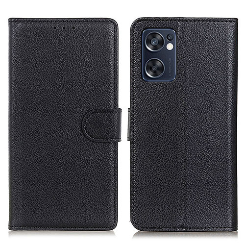 Leather Case Stands Flip Cover Holder A03D for Oppo Reno7 SE 5G Black