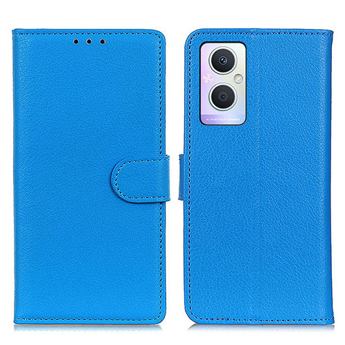 Leather Case Stands Flip Cover Holder A03D for Oppo Reno7 Z 5G Sky Blue