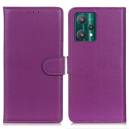 Leather Case Stands Flip Cover Holder A03D for Realme 9 Pro 5G Purple