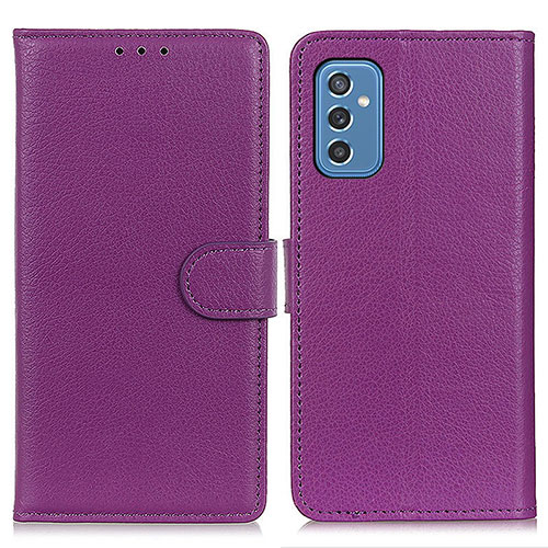 Leather Case Stands Flip Cover Holder A03D for Samsung Galaxy M52 5G Purple