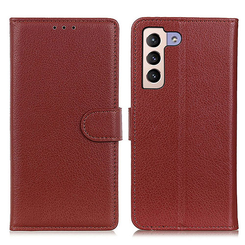Leather Case Stands Flip Cover Holder A03D for Samsung Galaxy S21 FE 5G Brown