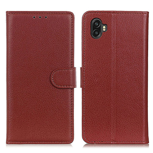 Leather Case Stands Flip Cover Holder A03D for Samsung Galaxy Xcover Pro 2 5G Brown