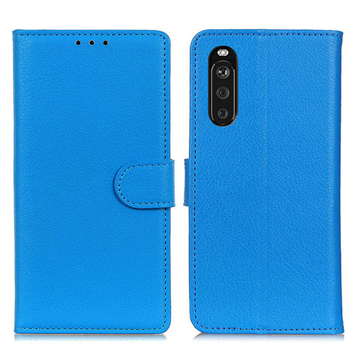 Leather Case Stands Flip Cover Holder A03D for Sony Xperia 10 III Sky Blue