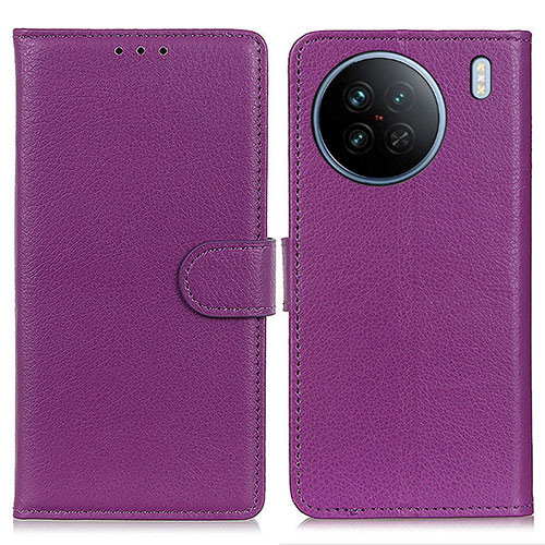 Leather Case Stands Flip Cover Holder A03D for Vivo X90 5G Purple
