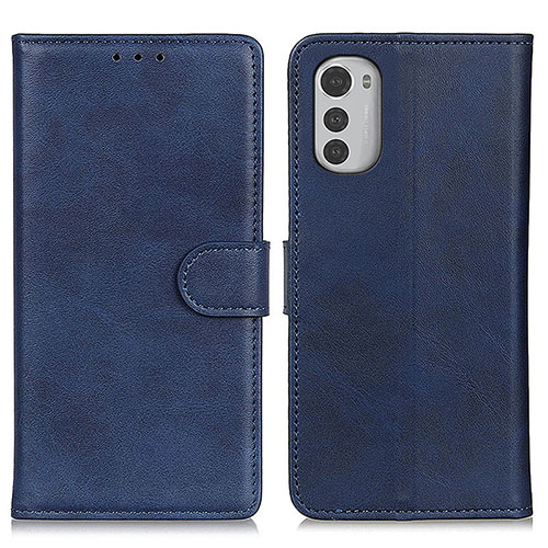 Leather Case Stands Flip Cover Holder A04D for Motorola Moto E32 Blue