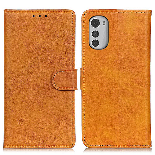 Leather Case Stands Flip Cover Holder A04D for Motorola Moto E32 Brown