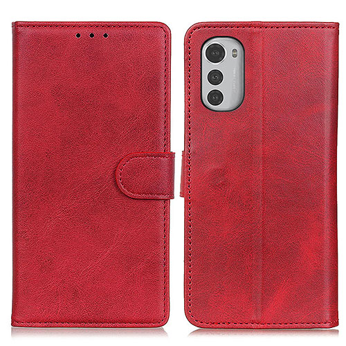 Leather Case Stands Flip Cover Holder A04D for Motorola Moto E32s Red