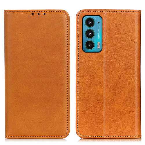 Leather Case Stands Flip Cover Holder A04D for Motorola Moto Edge 20 5G Light Brown