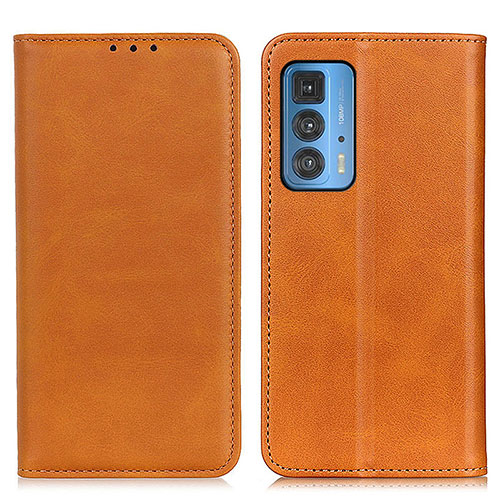 Leather Case Stands Flip Cover Holder A04D for Motorola Moto Edge 20 Pro 5G Light Brown