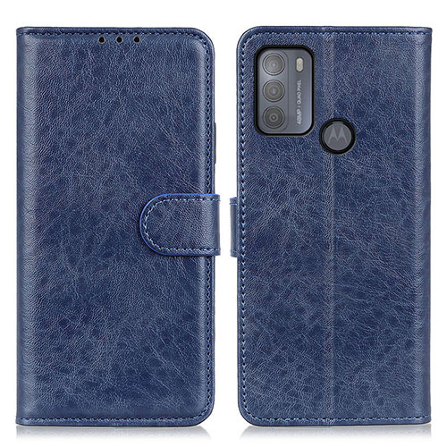 Leather Case Stands Flip Cover Holder A04D for Motorola Moto G50 Blue