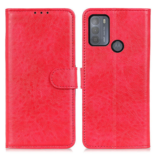 Leather Case Stands Flip Cover Holder A04D for Motorola Moto G50 Red