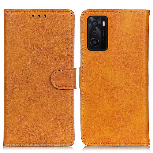 Leather Case Stands Flip Cover Holder A04D for Oppo A55S 5G Brown
