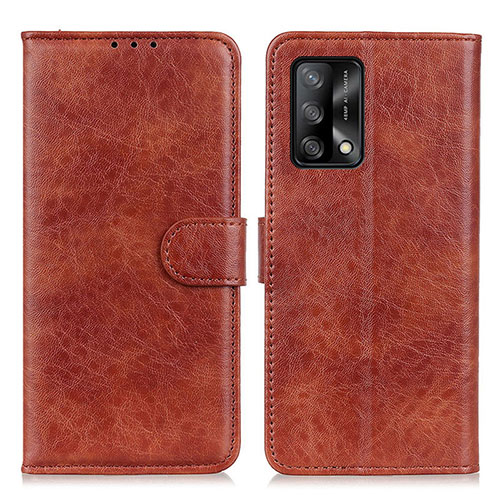 Leather Case Stands Flip Cover Holder A04D for Oppo A74 4G Brown