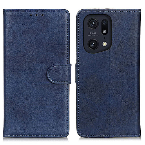 Leather Case Stands Flip Cover Holder A04D for Oppo Find X5 Pro 5G Blue