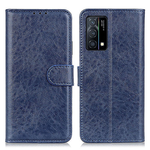 Leather Case Stands Flip Cover Holder A04D for Oppo K9 5G Blue