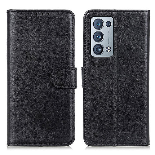 Leather Case Stands Flip Cover Holder A04D for Oppo Reno6 Pro+ Plus 5G Black