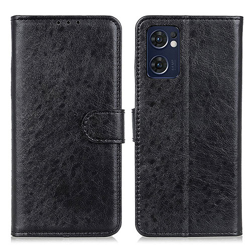 Leather Case Stands Flip Cover Holder A04D for Oppo Reno7 5G Black