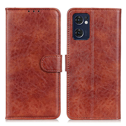 Leather Case Stands Flip Cover Holder A04D for Oppo Reno7 5G Brown