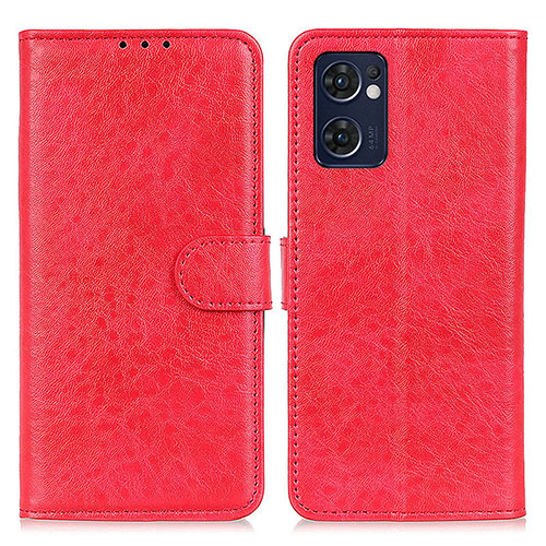 Leather Case Stands Flip Cover Holder A04D for Oppo Reno7 5G Red