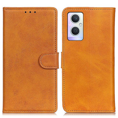 Leather Case Stands Flip Cover Holder A04D for Oppo Reno7 Lite 5G Brown