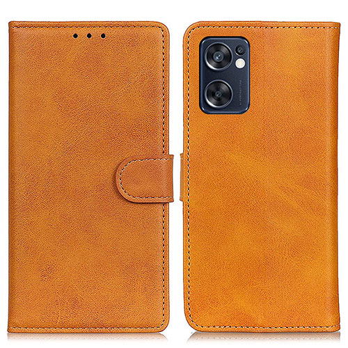 Leather Case Stands Flip Cover Holder A04D for Oppo Reno7 SE 5G Brown