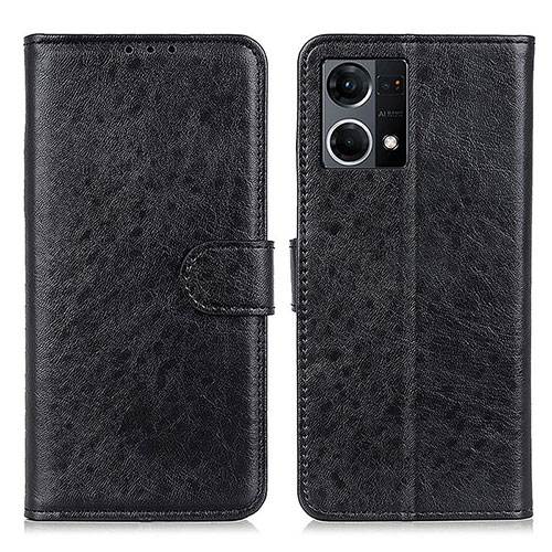 Leather Case Stands Flip Cover Holder A04D for Oppo Reno8 4G Black