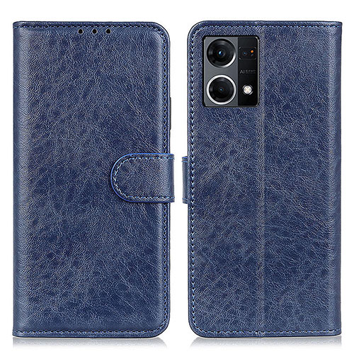 Leather Case Stands Flip Cover Holder A04D for Oppo Reno8 4G Blue