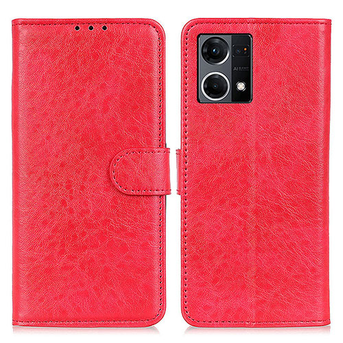 Leather Case Stands Flip Cover Holder A04D for Oppo Reno8 4G Red