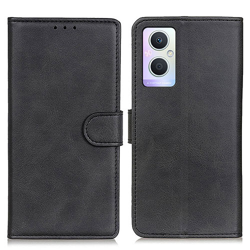 Leather Case Stands Flip Cover Holder A04D for Oppo Reno8 Lite 5G Black