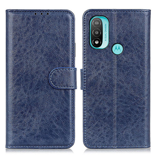 Leather Case Stands Flip Cover Holder A05D for Motorola Moto E40 Blue