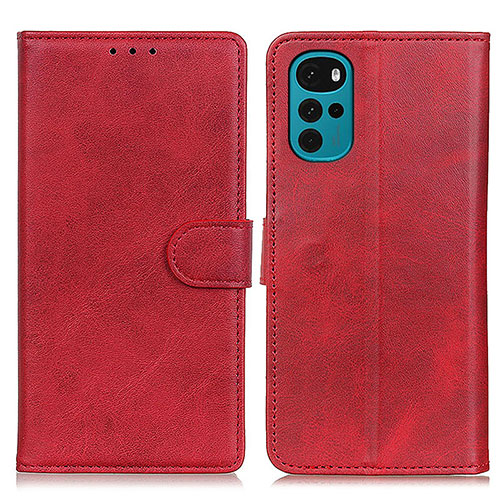 Leather Case Stands Flip Cover Holder A05D for Motorola Moto G22 Red