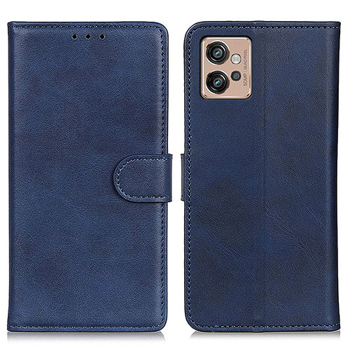 Leather Case Stands Flip Cover Holder A05D for Motorola Moto G32 Blue
