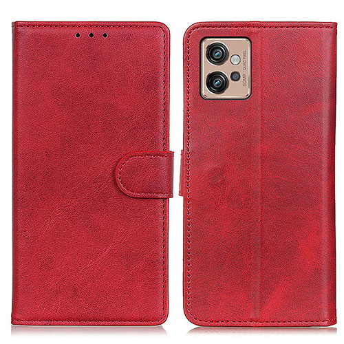 Leather Case Stands Flip Cover Holder A05D for Motorola Moto G32 Red