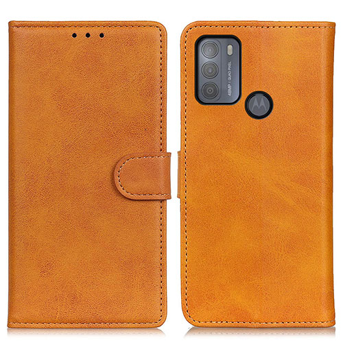 Leather Case Stands Flip Cover Holder A05D for Motorola Moto G50 Brown