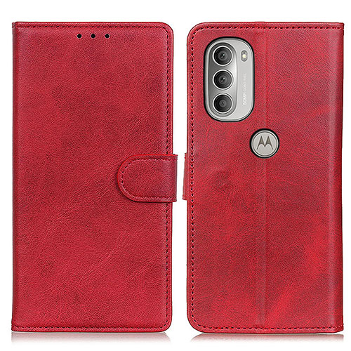Leather Case Stands Flip Cover Holder A05D for Motorola Moto G51 5G Red