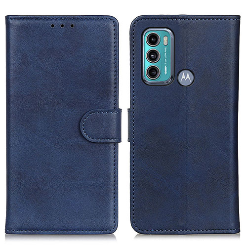 Leather Case Stands Flip Cover Holder A05D for Motorola Moto G60 Blue