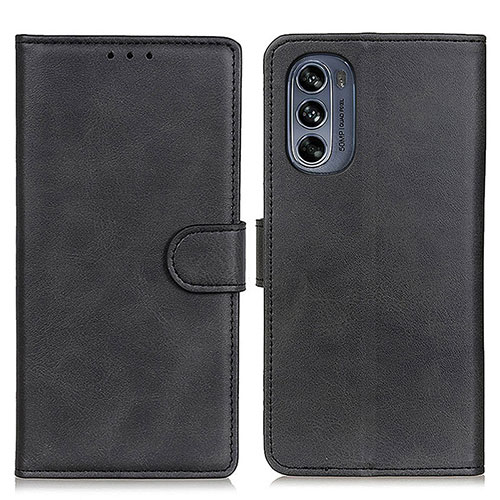Leather Case Stands Flip Cover Holder A05D for Motorola Moto G62 5G Black